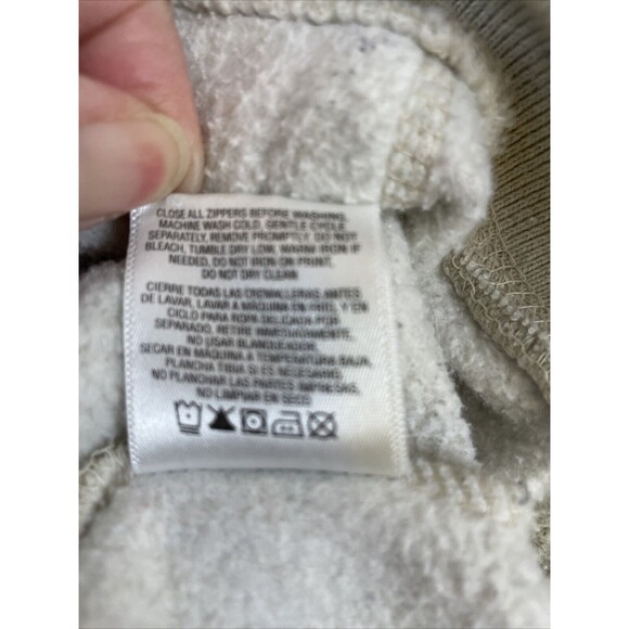 Roebuck & Co Hoodie Jacket Mens Size M Two Tone Beige Brown Full Zip Sweatshirt - Picture 9 of 9